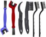 Set de 6 pièces Brosse de nettoyage de chaîne - Pour moto et vélo - Noir, bleu et rouge