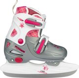 Nijdam Kunstschaats - Kinderen - Verstelbaar - Grijs/Wit/Roze - Maat 34-37