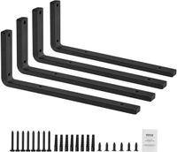 Vevor Plankbeugels 410x155x35mm 4 Stuks Zware Zwevende Plankbeugels Beugels voor Planken 10mm Dik Matzwarte L-Plankbeugel Stalen Plankbeugels met Een Draagvermogen van 72,6 Kg