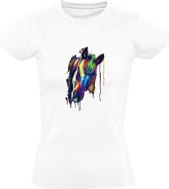Sol's Geschilderd paard Dames T-shirt - Wit - Maat M