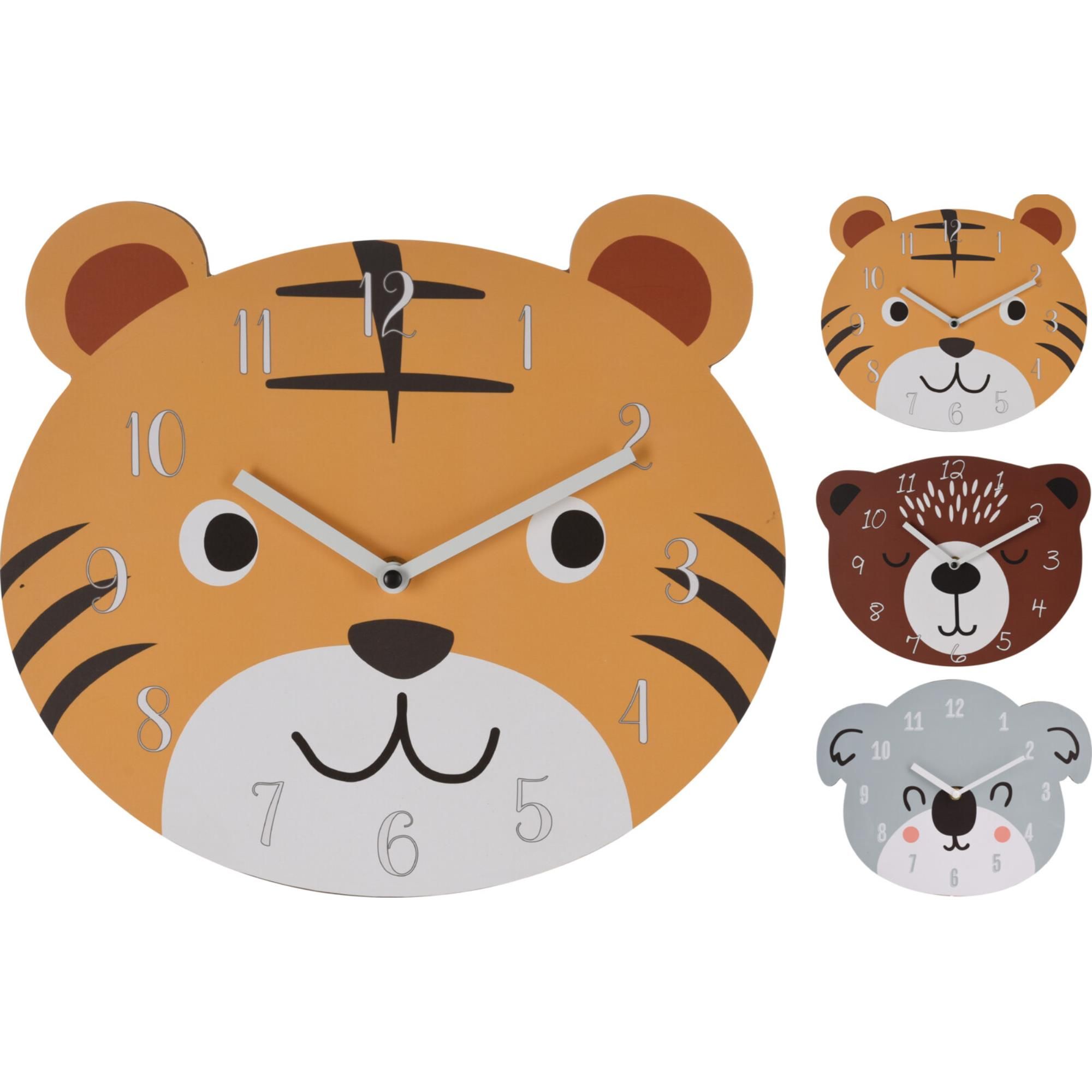 Home & Styling Wandklok Dieren MDF 26x28cm - 8720573169790