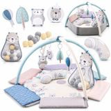 MoMi Pastel - Speelmat Baby - Ballenbak - Sensorisch Speelkleed - Met Speelboog & 20 Ballen