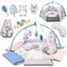 MoMi Pastel - Speelmat Baby - Ballenbak - Sensorisch Speelkleed - Met Speelboog & 20 Ballen