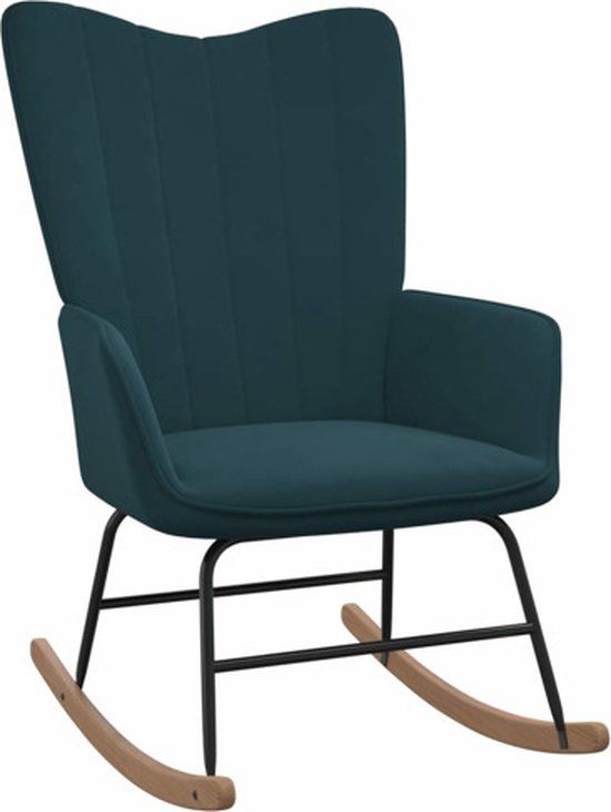 vidaXL Schommelstoel fluweel blauw
