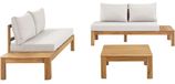 no_name SANA Salon de jardin - Bois acacia FSC - 1 table basse et 2 canapés - Gris clair - 4 personnes