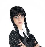 Ciao - Wednesday Addams-pruik, officiële woensdag met vlechten en pony