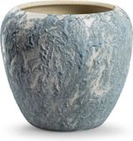 Jodeco Plantenpot/bloempot Marble - wit/ijsblauw - keramiek - D20 x H18 cm