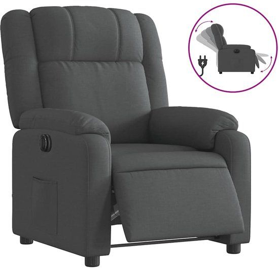 vidaXL Fauteuil elektrisch verstelbaar stof donkergrijs