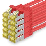 1aTTack.de CAT 7 LAN-kabel 5m 10Gbps Netwerkkabel S/FTP (10 stuks Rood)