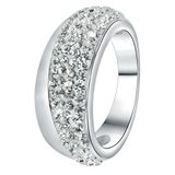 Lucardi Dames Ring met kristal - Ring - Cadeau - Staal - Zilverkleurig