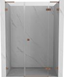 Mexen Lunar L porte de douche pivotante, charnières à droite 140 cm, transparent, cuivre brossé