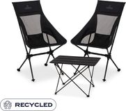 NOMAD® Set Sarek Comfort | 2x Stoel + 1 Amosen Tafel | Kampeermeubel Set Campingstoelen en Campingtafel