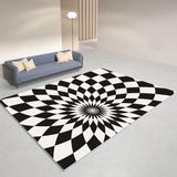 Merkloos Illusie Ontwerp Tapijt - Zwart Wit - 140x200cm