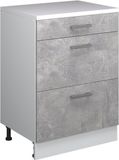 Vicco Keukenkast voor schuine wand R-Line, Beton, 60 cm zonder schuine kant met 3 lades