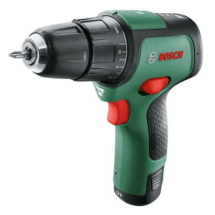 Bosch EasyImpact 12 Cordless Hammer Drill - 1300 RPM, Keyless Chuck, 1 kg, Black/Green