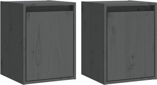 vidaXL Wandkasten - 2 stuks - 30x30x40 cm - Massief Grenenhout - Grijs