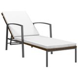 VidaXL 317634 Lounge Tuinstoel Gecapitonneerde Zitting Polyrattan, Staal Bruin, Crème, Wit