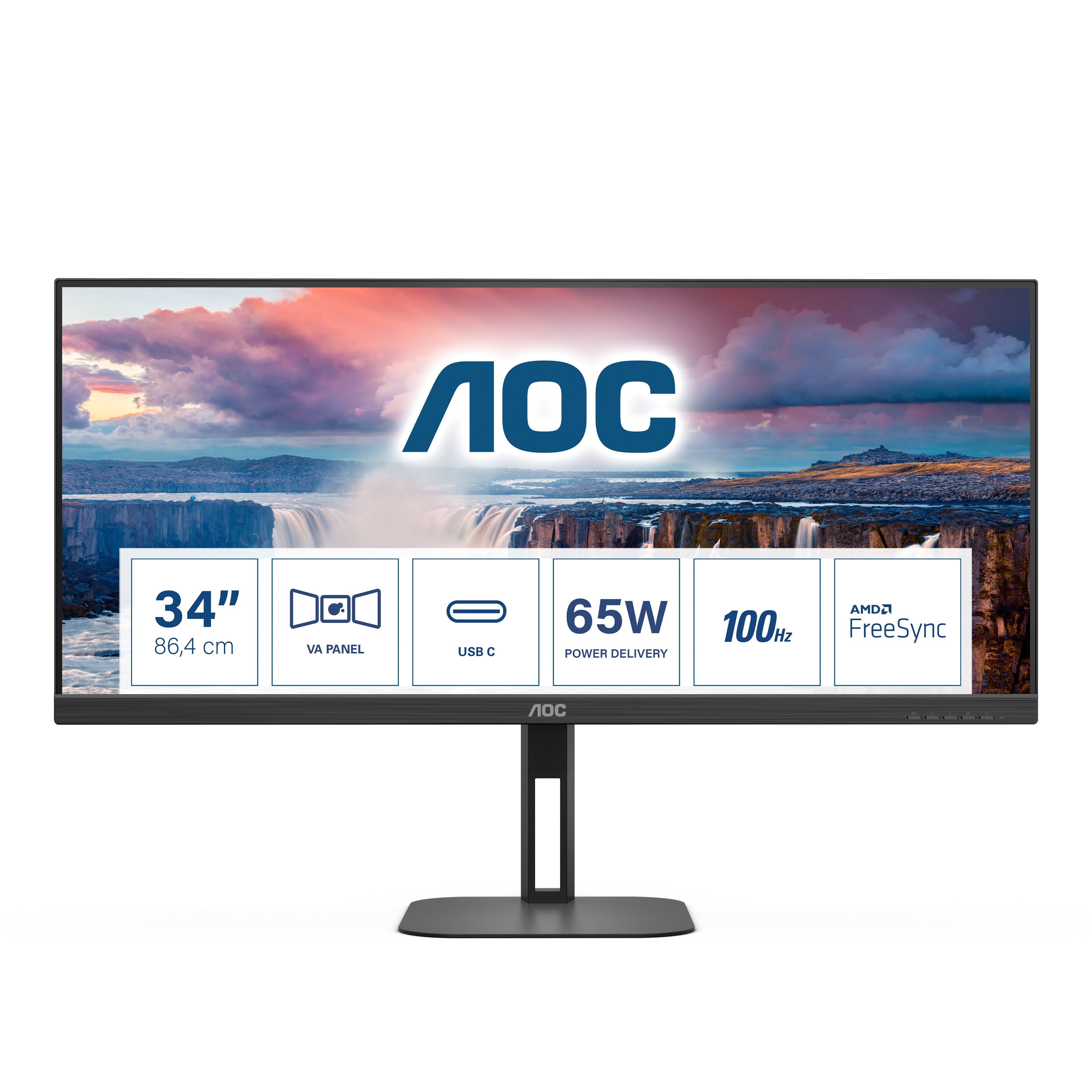 AOC V5 U34V5C - 34" UltraWide QHD Monitor - 100Hz - USB-C - Gaming