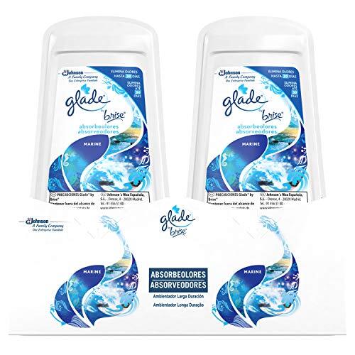 Glade By Brise Glade® Gel luchtverfrisser, duurzaam, voor badkamer, kasten en kleine ruimtes, geur marine, etherische oliën, 2 stuks – 2 x 150 g