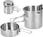 Bol Camping kookgerei 1L Camping pot Roestvrijstalen beker Outdoor kookpot met deksel en inklapbaar handvat Camping servies voor kamperen, wandelen, vissen, picknicken - Zilver