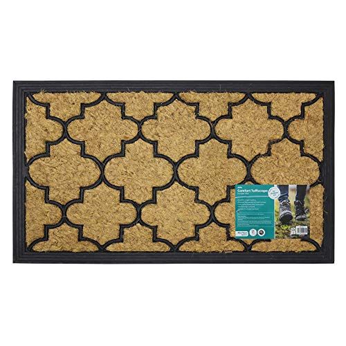 JVL Comfort Coir Rubber Schraper Deurmat - 40 x 70 cm - Natuurlijk/Zwart