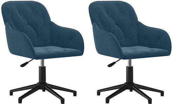 vidaXL Eetkamerstoelen - draaibaar - 2 stuks - fluweel - blauw