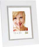Deknudt Frames Fotolijst wit met zilverbies, kunststof 18 x 14 cm