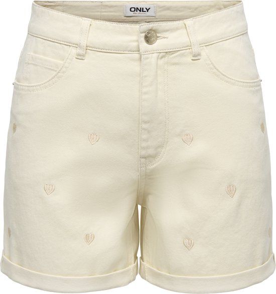 Only Broek Onlvega Hw Embroidery Dnm Shorts Gu 15370813 Ecru Dames Maat - XL