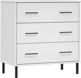 vidaXL Dressoir OSLO met 3 lades, wit, 77x40x79,5 cm, massief hout
