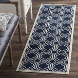 SAFAVIEH Amherst Collection Geometrisch tapijt, korte pool, marine en ivoor, 69 x 213 cm