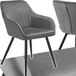 Tectake® Fluwelen stoel met gestikt patroon - Moderne eetkamerstoel - Kuipstoel - Woonkamer, eetkamer, lounge of kaptafelstoel - Grijs/zwart