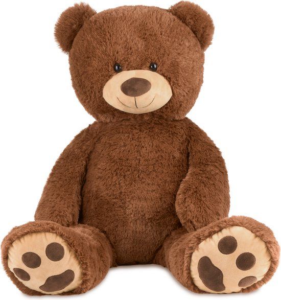 BRUBAKER XXL Teddybeer 100 cm Groot - Bruin - Knuffel Pluche Knuffeldier