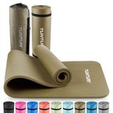 Tunturi NBR Yogamat met Draagtas - Fitnessmat Extra dik & zacht - Sportmat - Anti slip - 180x60x1.5cm - Legergroen