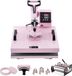 Merkloos Warmtepersmachine, 15 X 15 Inch, 8-In-1 Warmteoverdrachtsmachine met 6-30 Oz Tumblerpers, 360° Draaibaar voor T-Shirts/mokken/Hoeden/Borden, Digitale Precisieregeling, Roze