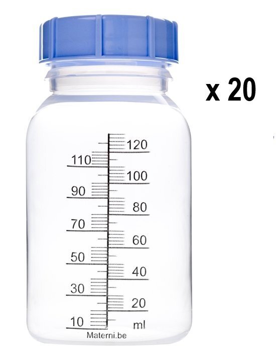 Materni 20 x Moedermelkfles 120 ml met dop t.b.v. borstvoeding transparant