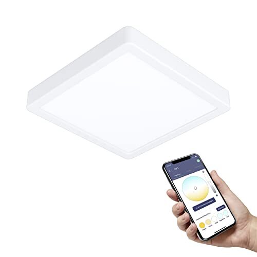 EGLO Connect.z Fueva-Z Smart LED plafondlamp, 21 cm, ZigBee plafondlamp voor badkamer, app- en spraakbediening, warm wit - koud wit, dimbaar, wit, IP44