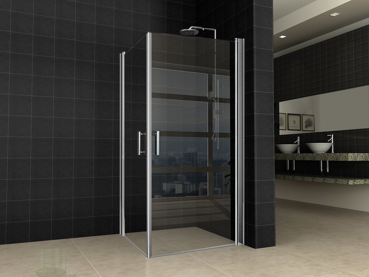 Wiesbaden Vierkant Douchecabine Swingdeur 100x100x200cm Helder Glas