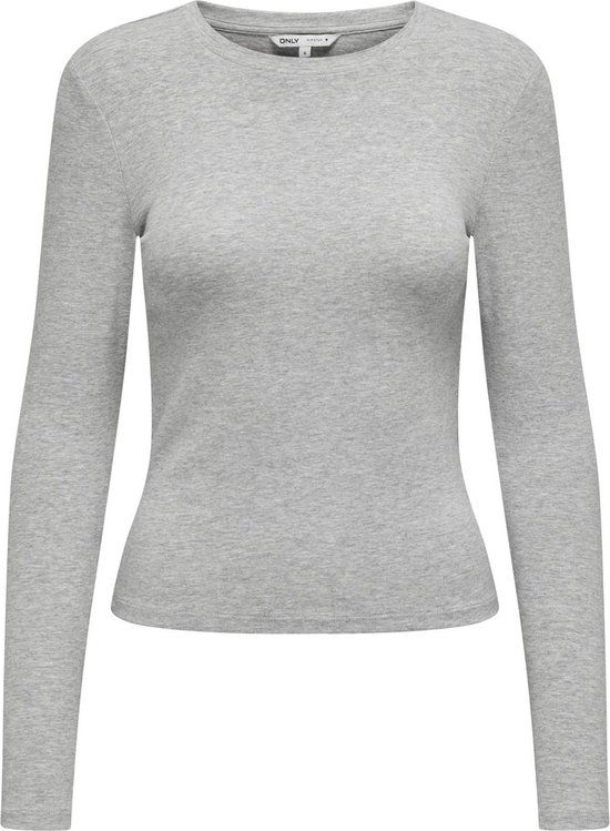 ONLY ONLRILEY O-NECK L/S TOP JRS NOOS Women's T-Shirt - Light Grey Melange - Size M