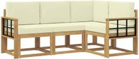 vidaXL - Hoek loungeset - 4 zitplekken - Wit en crèmekleurig - Acacia hout