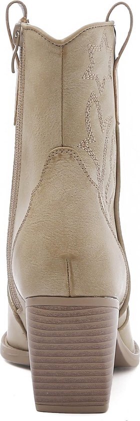 SmileFavorites® Dames Cowboylaarzen met Hak Kort - Khaki - Imitatieleer - Maat 37