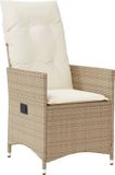 vidaXL Tuinstoel verstelbaar met kussens poly rattan beige