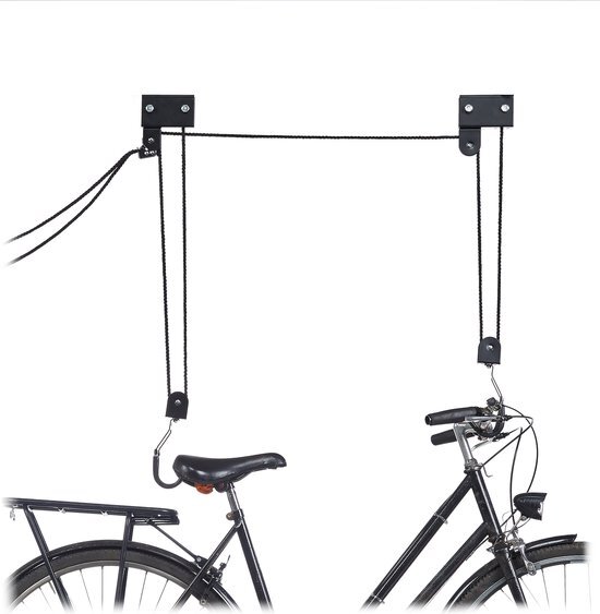 Relaxdays Fietslift 45kg fietsophangsysteem plafondbevestiging fiets lift