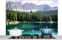 KitchenYeah Spatscherm - Bomen - Meer - Water - Berg - Natuur - Koken - 120x80 cm - Spatwand