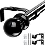 Benza Ibenzoa® Verstelbare Gordijnroede Set van Roestvrij Staal - Zwart, 76-110 cm
