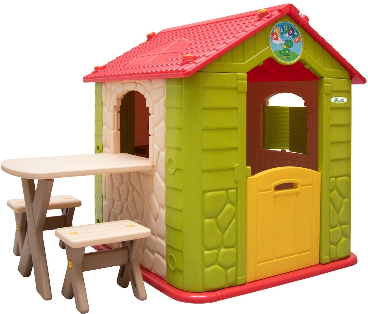 LittleTom Kinderspeelhuisje vanaf 1 - Tuin Kinderhuisje met Tafel - overdekt Kinder Speelhuisje plastic