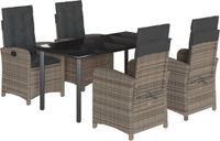 vidaXL 5-delige tuinset met kussens, grijs, polyrotan