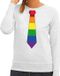 Bellatio Decorations Shoppartners Bv Gay Pride Regenboog Stropdas Sweater Grijs Dames XXL