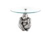 Gorilla Table basse gorille aluminium argenté verre d60cm