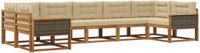 vidaXL - Hoek loungeset - 7 zitplaatsen - Acacia hout - Natuurlijk en beige
