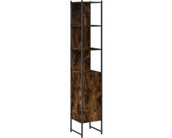 vidaXL Badkamerkast 33x33x185,5 cm bewerkt hout gerookt eikenkleurig